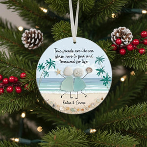 Personalized Friendship Sea Glass Christmas Ornament, Soul Sister Gift