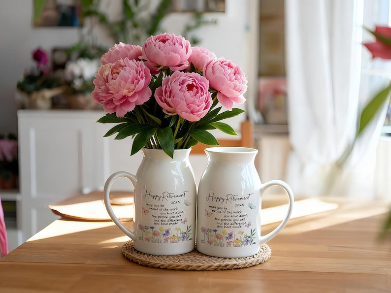 Personalized Retirement Gifts for Women, Retirement Ceramic Flower Vase, Teacher Retirement Ornament, Appreciation Gift, Coworker Gift