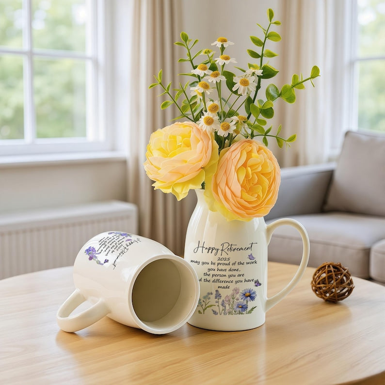 Personalized Retirement Gifts for Women, Retirement Ceramic Flower Vase, Teacher Retirement Ornament, Appreciation Gift, Coworker Gift