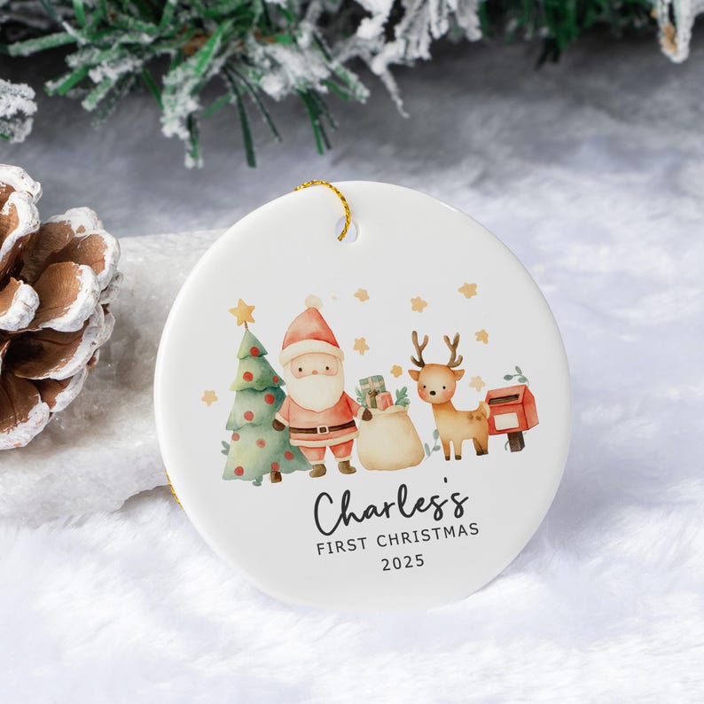 My First Christmas Bauble, Custom Baby 1st Christmas Ornament 2025, Ceramic Christmas Keepsake, New Baby Christmas Gift, New Mother Gift
