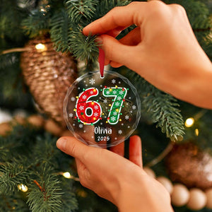 Six Seven Ornament, Personalized 6 7 Funny Christmas Gift, 67 Custom Kids Yearly Ornament Keepsake, Trending Teen Slang, 6 7 meme Gift