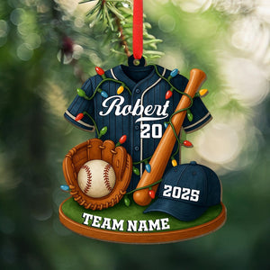 Baseball Ornament, Personalized 2D Flat Baseball Uniform Acrylic Christmas Ornament, Custom Baseball Player Ornament, Baseball Team Gift