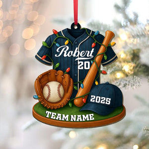 Baseball Ornament, Personalized 2D Flat Baseball Uniform Acrylic Christmas Ornament, Custom Baseball Player Ornament, Baseball Team Gift