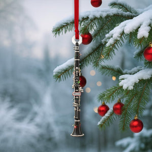 PERSONALIZABLE Clarinet Christmas Ornament, CUSTOMIZABLE Name & Year Wooden Keepsake, Music Teacher Gift, Musician Tree Decor for Him Her