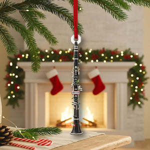 PERSONALIZABLE Clarinet Christmas Ornament, CUSTOMIZABLE Name & Year Wooden Keepsake, Music Teacher Gift, Musician Tree Decor for Him Her