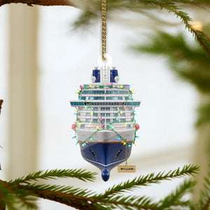 CUSTOMIZABLE Cruise Ship Christmas Ornament, PERSONALIZABLE Acrylic Holiday Tree Decoration, Unique Gift for Travelers, Sailors, or Families