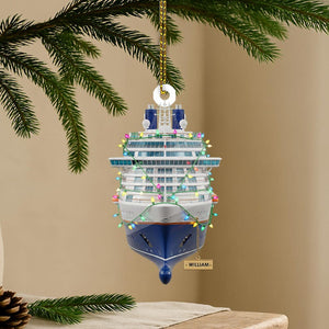 CUSTOMIZABLE Cruise Ship Christmas Ornament, PERSONALIZABLE Acrylic Holiday Tree Decoration, Unique Gift for Travelers, Sailors, or Families