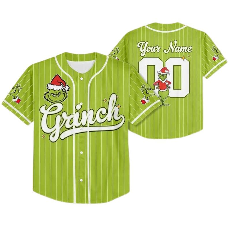 Personalized The Grinch Christmas Baseball Jersey, Custom Funny Grinch Shirt, Holiday Team Outfit, Xmas Gift for Fans il_794xN.7353241005_apoe.jpg