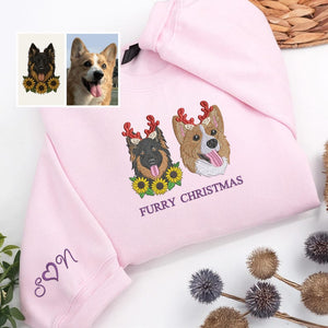 Custom Embroidered Cat Christmas Sweatshirt: Dog Santa Hat, Holiday Husky Sweatshirt for Humans, Xmas Gift