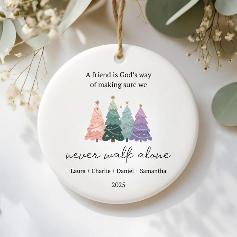 Personalized Best Friends Ornament, Custom Besties Ornament, Friendship Ornament, BFF Christmas Tree Keepsake, Christmas Gift for Friends