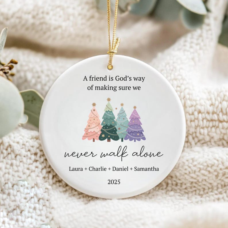 Personalized Best Friends Ornament, Custom Besties Ornament, Friendship Ornament, BFF Christmas Tree Keepsake, Christmas Gift for Friends