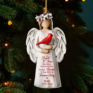In Angels Arms Memorial Ornament,Personalized Angel with Cardinal Acrylic Keepsake, Custom Remembrance Christmas Gift for Loss of Loved