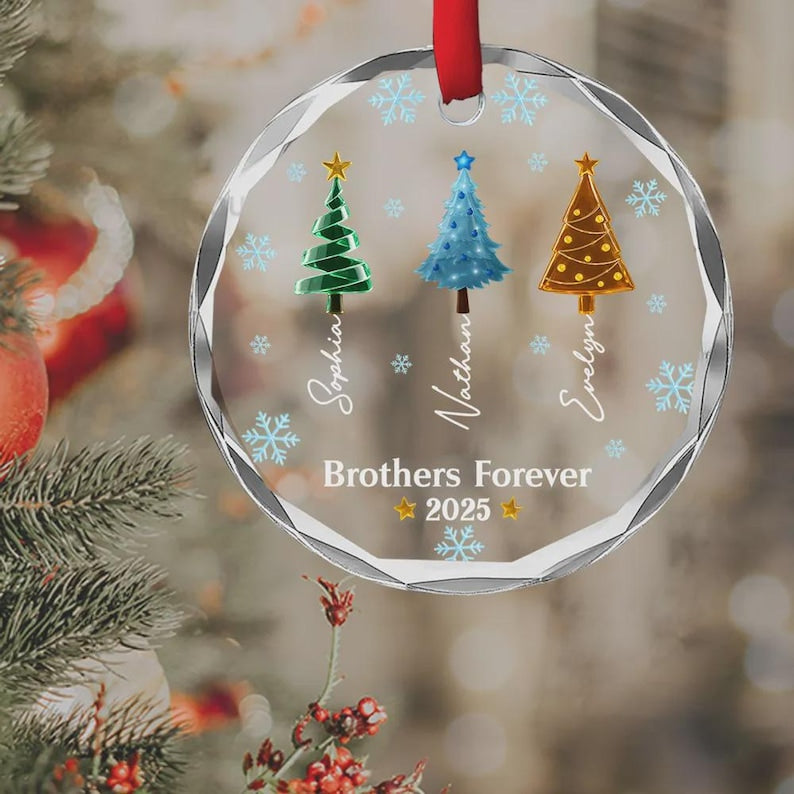 Personalized Friends Forever Glass Ornament, Best Friend Christmas Gift, Friendship Tree Decoration, Holiday Keepsake For Her, Xmas Gifts