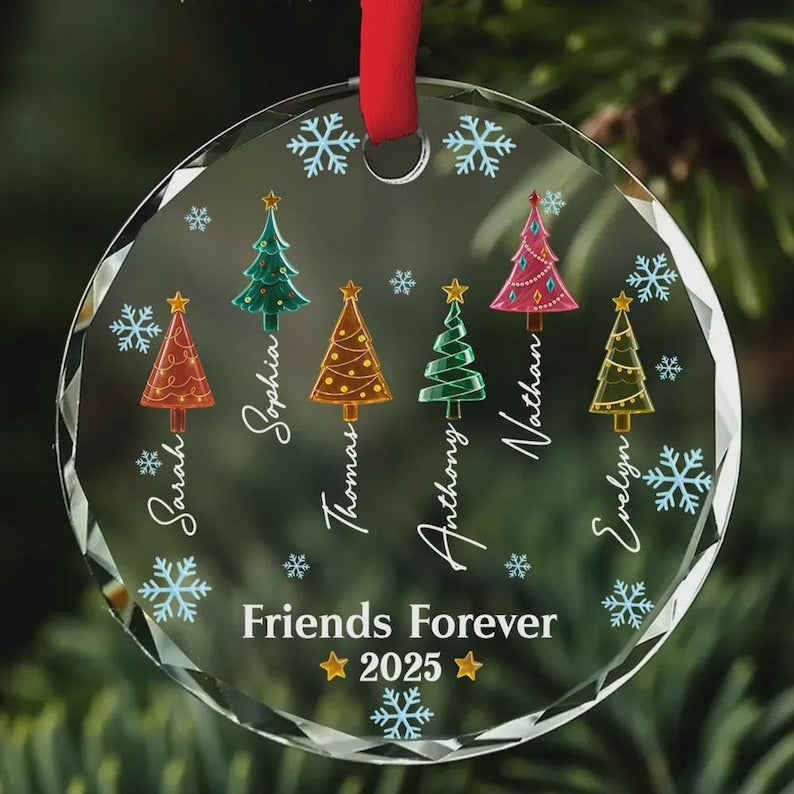 Personalized Friends Forever Glass Ornament, Best Friend Christmas Gift, Friendship Tree Decoration, Holiday Keepsake For Her, Xmas Gifts