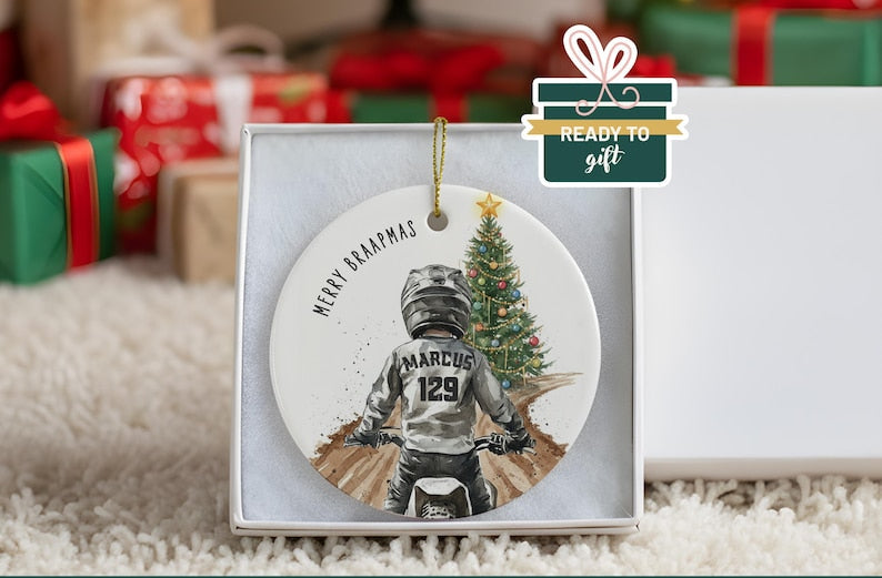 Motocross or ATV Personalized Christmas Ornament 2025 Custom Gift for Motocross Riders, Dirt bike lovers, and Off-road Families.