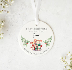 Personalised Family Christmas Ornament Custom Names First Christmas as a Family Keepsake Ceramic Bauble
