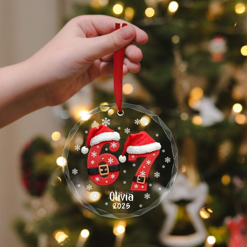 Six Seven Ornament, Personalized 6 7 Funny Christmas Gift, 67 Custom Kids Yearly Ornament Keepsake, Trending Teen Slang, 6 7 meme Gift
