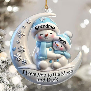 Personalized Grandma & Me Moonlight Snuggle Ornament, I Love You To The Moon And Back, Snowman Christmas Ornament, Family Keepsake 2025