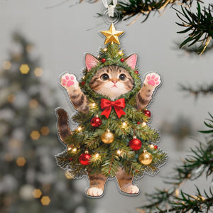 Cat Christmas Tree Ornament, Funny Kitten Ornament, Gift for Cat Lovers, Christmas Cat Decor, Pet Lover Ornament, Holiday Gift Box