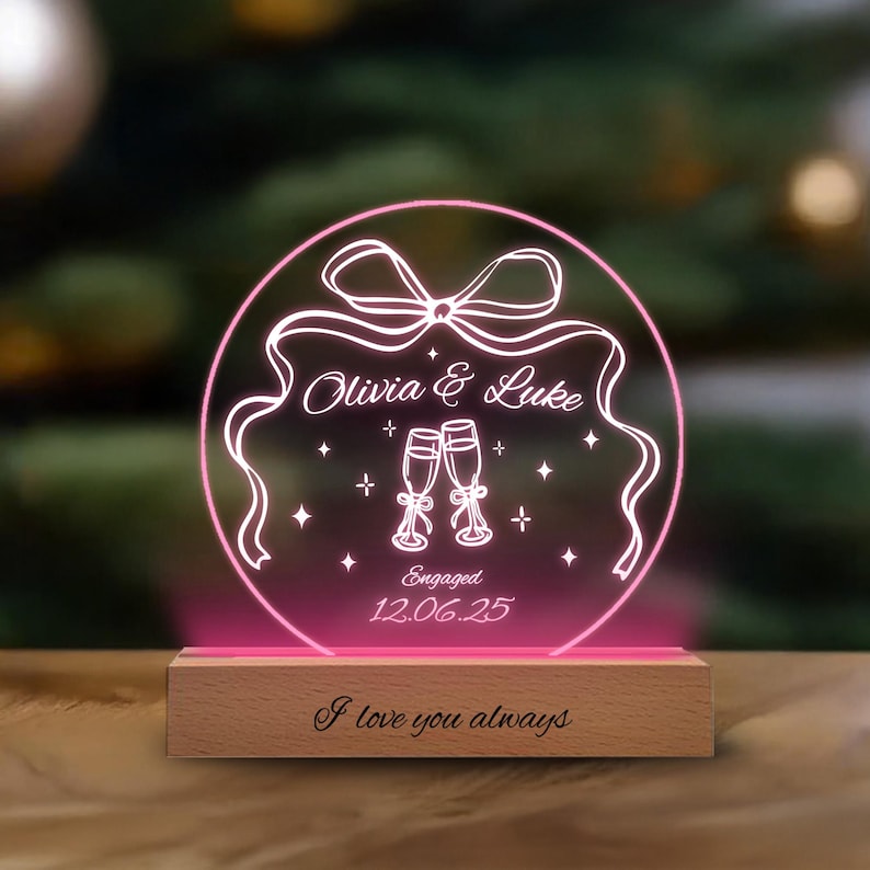 Personalized Engagement LED Night Light | Custom Couple Gift, christmas gift