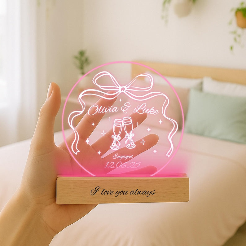 Personalized Engagement LED Night Light | Custom Couple Gift, christmas gift