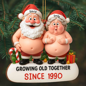 Custom Santa & Mrs. Claus Couple Ornament, Christmas Gift for Couples, Growing Old Together Holiday Keepsake, Romantic Xmas Tree Decor 2025