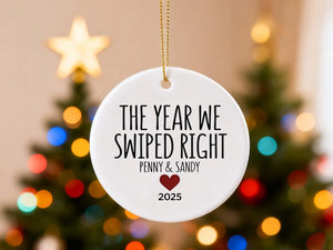 The Year We Swiped Right Ornament, Custom Couple Ornament, Swiped Right Gift, Personalized Boyfriend Ornament, First Christmas Together Gift
