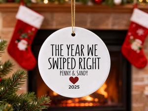 The Year We Swiped Right Ornament, Custom Couple Ornament, Swiped Right Gift, Personalized Boyfriend Ornament, First Christmas Together Gift