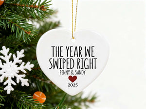 The Year We Swiped Right Ornament, Custom Couple Ornament, Swiped Right Gift, Personalized Boyfriend Ornament, First Christmas Together Gift