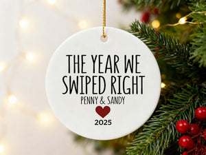 The Year We Swiped Right Ornament, Custom Couple Ornament, Swiped Right Gift, Personalized Boyfriend Ornament, First Christmas Together Gift