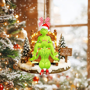 Personalized Grin Christmas Ornament, Funny Green Monster Couple, Custom Holiday Tree Decoration, Christmas Ornament, Merry Grinmas Gift
