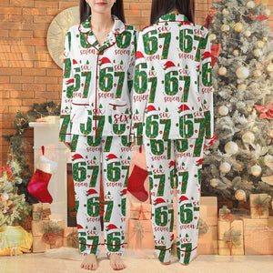 Funny Christmas Six Seven Pajamas, Six Seven 6 7 Meme Funny Pajama Sets, Meme shirt, Funny Pajama Pants for Women Men,Home Wear Set