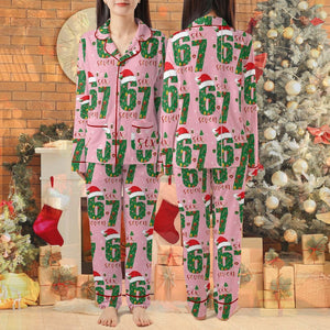 Funny Christmas Six Seven Pajamas, Six Seven 6 7 Meme Funny Pajama Sets, Meme shirt, Funny Pajama Pants for Women Men,Home Wear Set