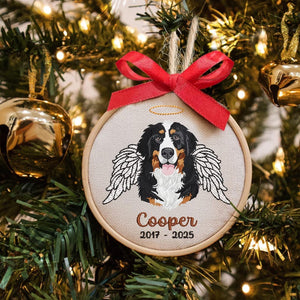Embroidered Memorial Dog Photo Ornament, Personalized Christmas Loss of Pet Gift, Unique Dog Owner Gift