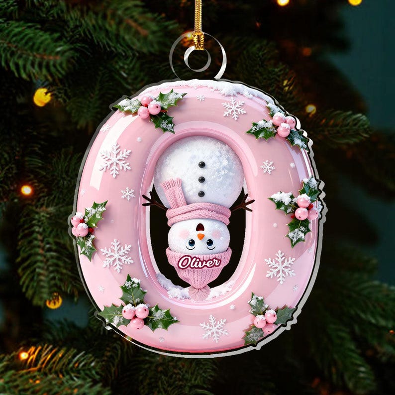 Merry Christmas Custom Letter Snowman Personalized Acrylic Ornament