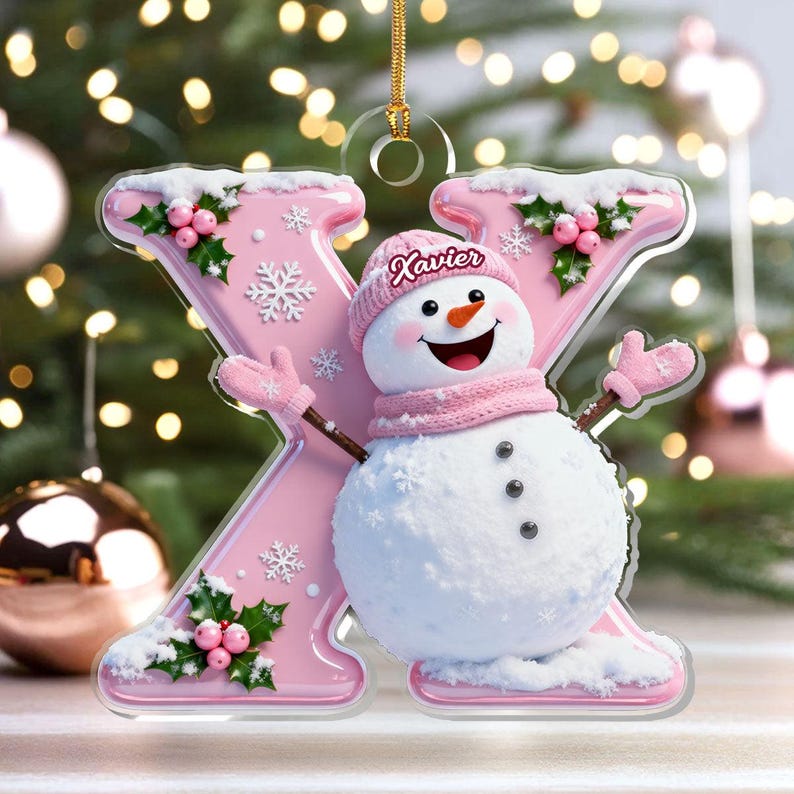 Merry Christmas Custom Letter Snowman Personalized Acrylic Ornament