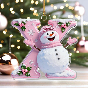 Merry Christmas Custom Letter Snowman Personalized Acrylic Ornament