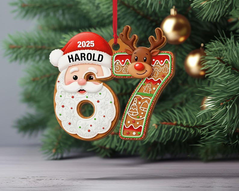 Custom Six Seven Christmas Ornament, Funny Teen Slang Ornament, Gen Z Teenager Tween Ornament, Christmas Gifts