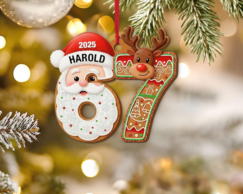 Custom Six Seven Christmas Ornament, Funny Teen Slang Ornament, Gen Z Teenager Tween Ornament, Christmas Gifts