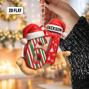 Personalized Six Seven 2D Flat Ornament, Funny Number Meme Ornament, 6 7 Christmas Tree Decoration, Christmas Gift, Gen Alpha Humor Ornament