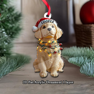 Personalized Golden Retriever Flat Ornament, Christmas Golden Retriever Ornament, Christmas Dog Ornament, Golden Retriever Gifts