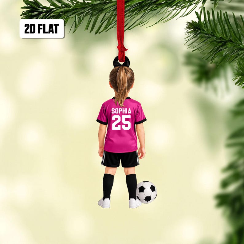 Personalized Kid Soccer Player 2D Flat Ornament, Custom Name Number Soccer Ornament, Soccer Keepsake, Soccer Uniform Ornament, Gift for Kids