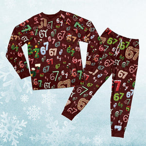 6 7 Meme Christmas Pajama Set, Holiday Family Matching PJs