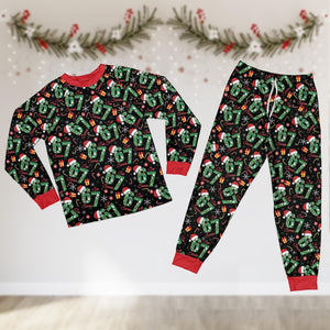 Funny Six Seven Meme Christmas Pajamas Set, Trending 67 Matching Long Sleeve Pajamas, Kid Christmas Costume, Santa Says Six Seven Gift