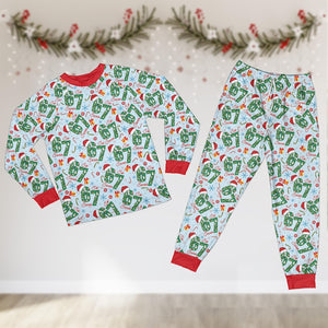 Funny Six Seven Meme Christmas Pajamas Set, Trending 67 Matching Long Sleeve Pajamas, Kid Christmas Costume, Santa Says Six Seven Gift