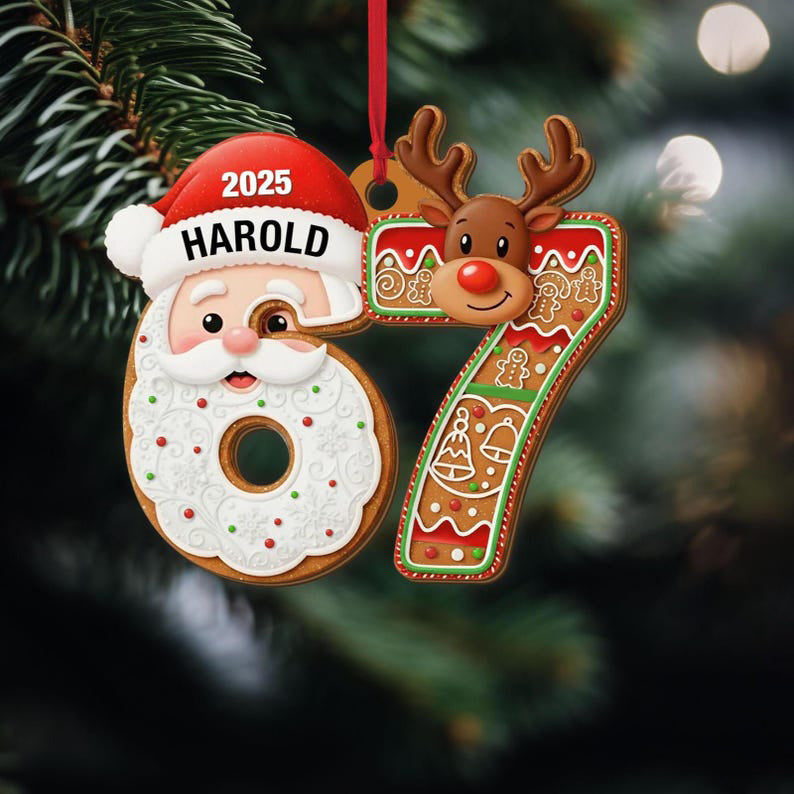 Custom Six Seven Christmas Ornament, Funny Teen Slang Ornament, Gen Z Teenager Tween Ornament, Christmas Gifts
