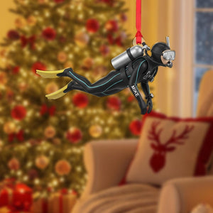 Custom Scuba Diver Ornament - Personalized Diving Christmas Gift for Ocean Lover