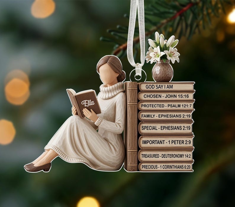 Personalized God Says I Am Ornament, Nativity Christmas Ornament, Christian Name Ornament with Bible Verse, Religious Gift, Christmas Gift
