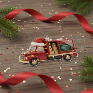 Personalized Moving Truck Ornament: Custom Names and Year Design