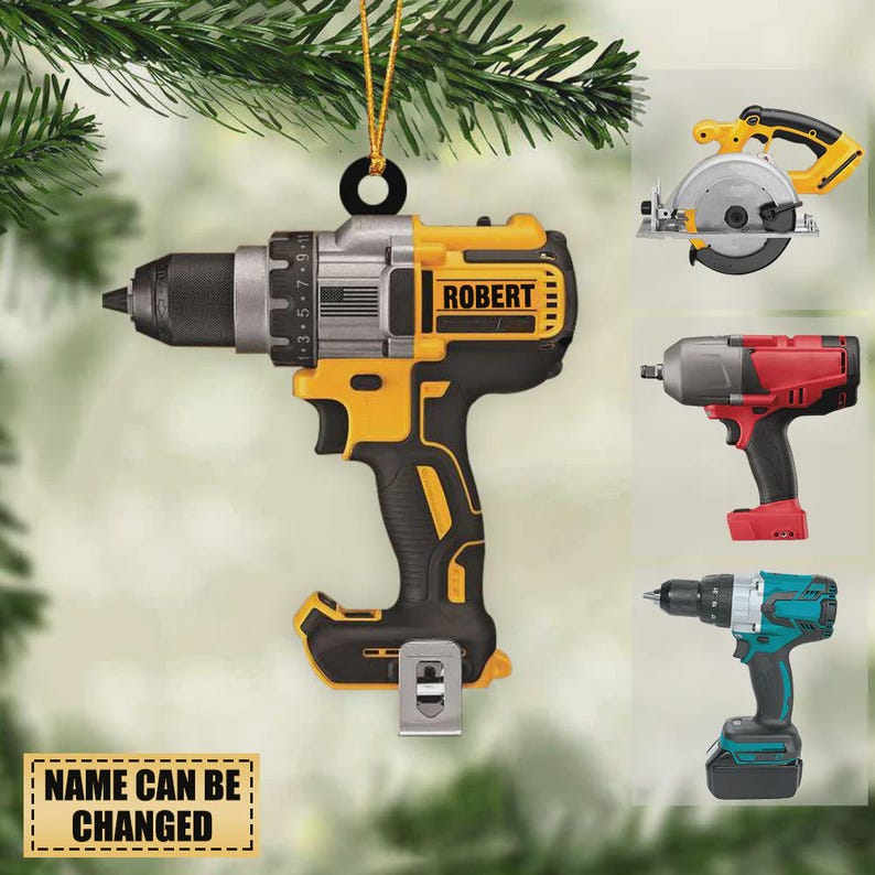 Personalized Power Tool Acrylic Christmas Ornament, Gift for Dad, Father Christmas Gift